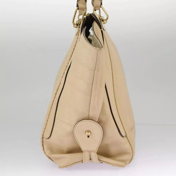 Chloe Tote Bag Leather Beige Gold Auth - Picture 13 of 16